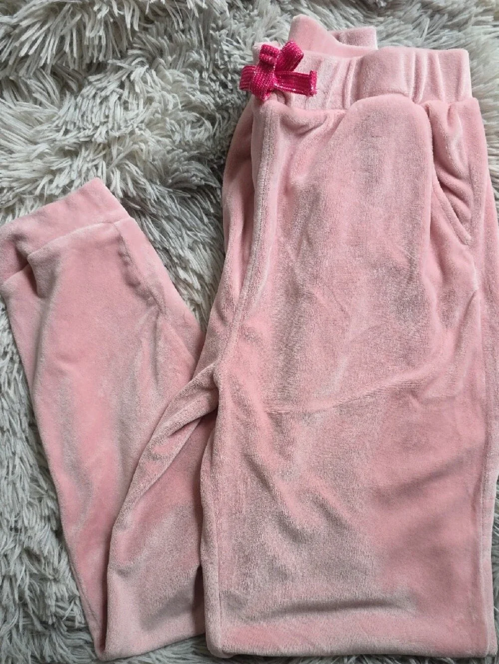 Pink Bow Velour Loungewear Set